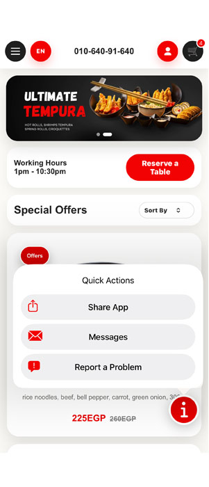 Sushi Club App white theme screen 1
