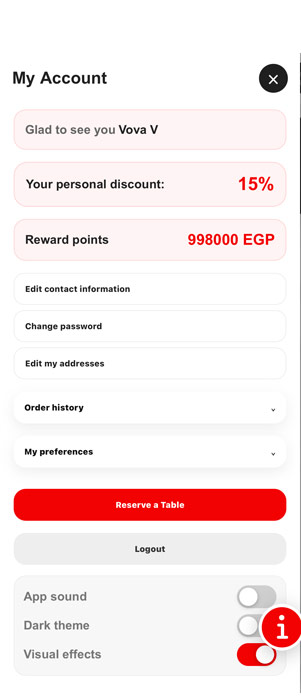 Sushi Club App white theme screen 3