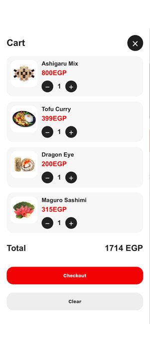 Sushi Club App white theme screen 4
